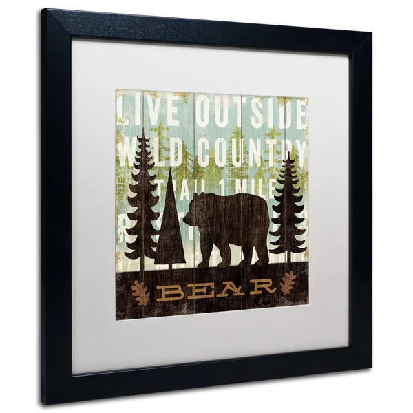 Trademark Fine Art &Simple Living Bear& by Michael Mullan Framed Graphic Art - Matte Color: White, Size: 16x22 H x 16x22 W