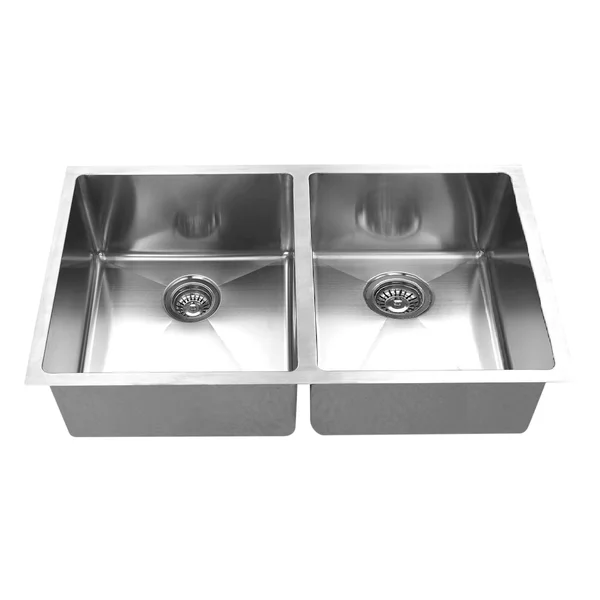 Boann UMR3219D Hand Made R15 50/50 Double Bowl Undermount 304 Stainless Steel Kitchen Sink