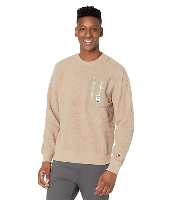 Champion Life Sherpa Crew Men's Clothing Dark Khaki : LG