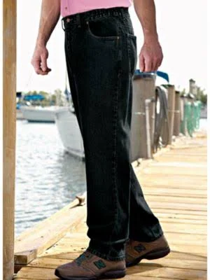 Scandia Woods Men's John Blair Relaxed-Fit Side-Elastic Jeans, Black 46 S