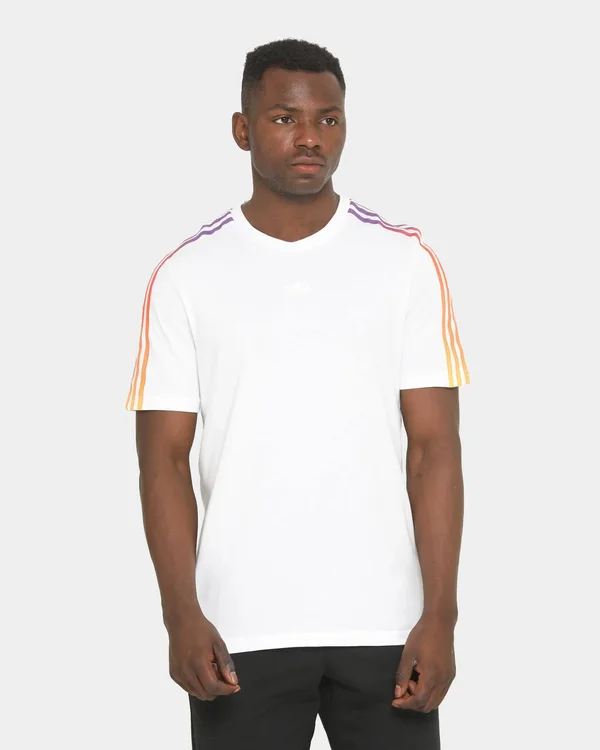 Adidas Originals Sport 3 Stripe T Shirt White