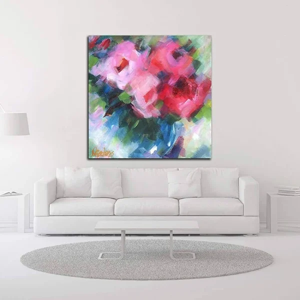 14x22 x 14x22 Big Pinks by Pamela Gatens Print on Canvas