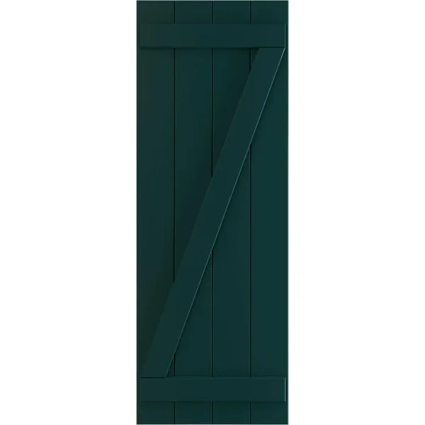 Ekena Millwork 21-1/2x22 x 57x22 True Fit PVC Four Board Joined Board and Batten Shutters w/Z-Bar, Thermal Green (Per Pair)