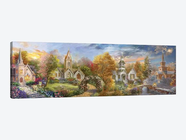 Nicky Boehme Canvas Wall Decor Art Prints - A Church for All Seasons ( scenic & landscapes art)
