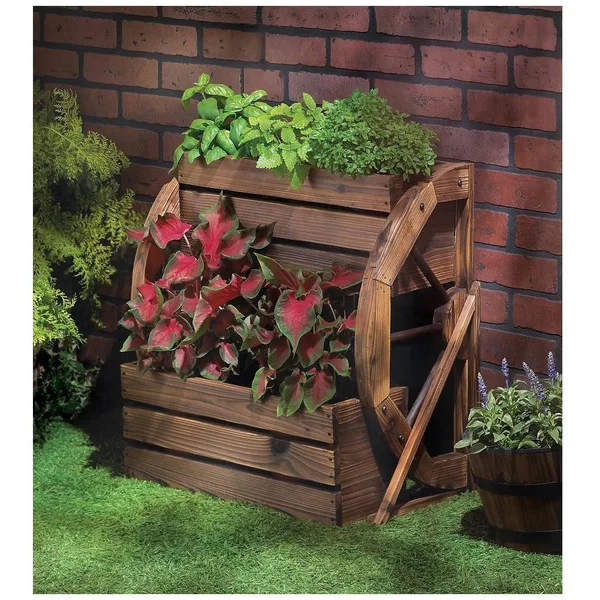 Wagon Wheel Double Tier Planter