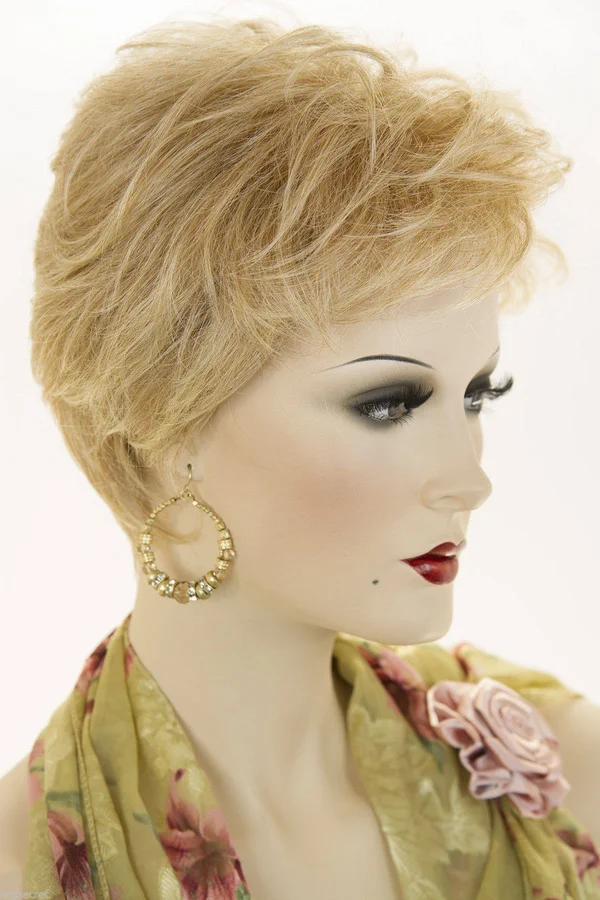 Anne Short Lace Front Monofilament Hand Tied Jon Renau Wavy Straight Wigs - LT Golden Brown Med Red Golden...