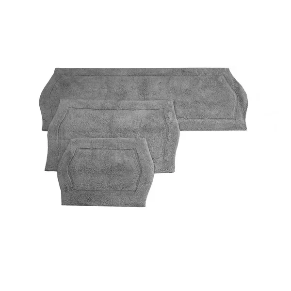 Home Weavers Waterford 3 Piece Bath Rug Set - Grey