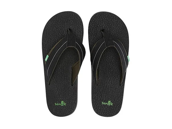 Sanuk Men's Beer Cozy 2 Flip Flops - Black/Dark Olive 12
