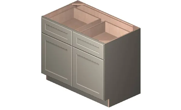 Wilora Hawthorne Shaker Dove 42x22 x 34.5x22 x 24x22 2 Doors, 2 Drawers, 1 Shelf Base Cabinet, High-Density Fiberboard (HDF) SD