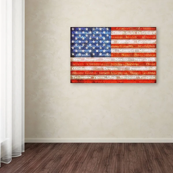 Trademark Global Michelle Calkins &American States with Flags& Canvas Art