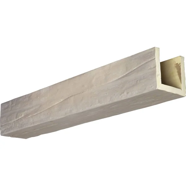 Ekena Millwork BMRW3C0100X100X096WH 3-Sided (U-beam) Riverwood Faux Wood Beam - Whitewash, 10x22W x 10x22H x 8&L