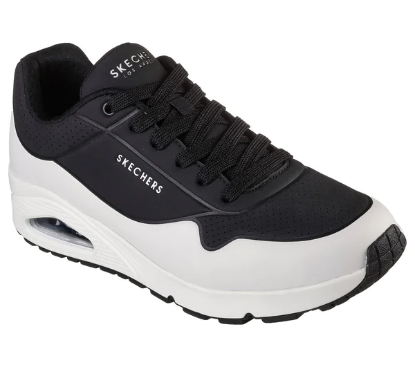 Skechers Men's Uno Stacre Sneaker, Black/White