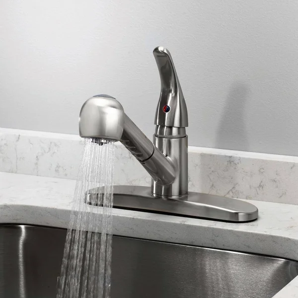 Home2O Schyler Brushed Nickel 1-Handle Deck-Mount Pull-Out Handle Kitchen Faucet (Deck Plate Included) - H60K-51D-BN