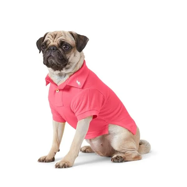 Ralph Lauren Cotton Mesh Dog Polo Shirt - Size S in Hot Pink