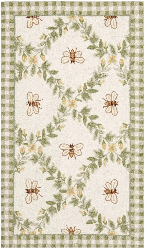 Safavieh Chelsea HK55A 3&9x22 x 5&9x22 Ivory - Green Area Rug