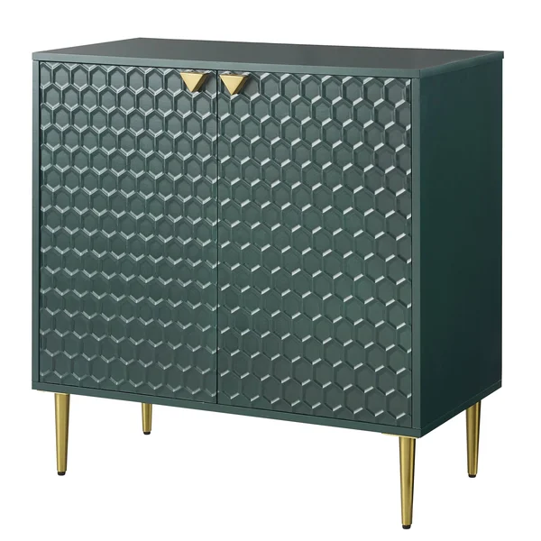 Celipu Hexagonal Pattern 2-Door Apothecary Accent Cabinet - White