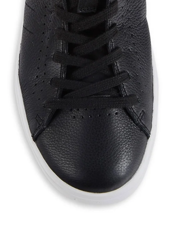 Geox Nebula Leather-Trim Sneaker, 45, Black