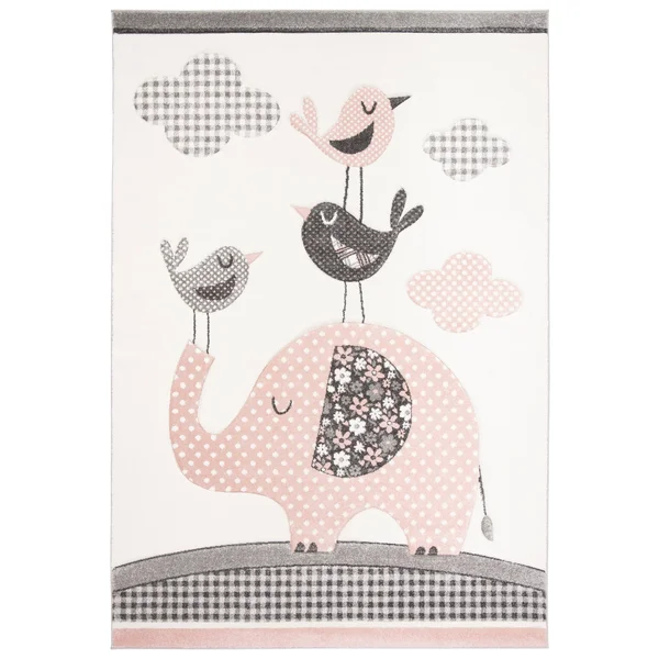 Safavieh Carousel Kids Ursola Elephant Rug - 8& x 8& Square - Pink/Ivory