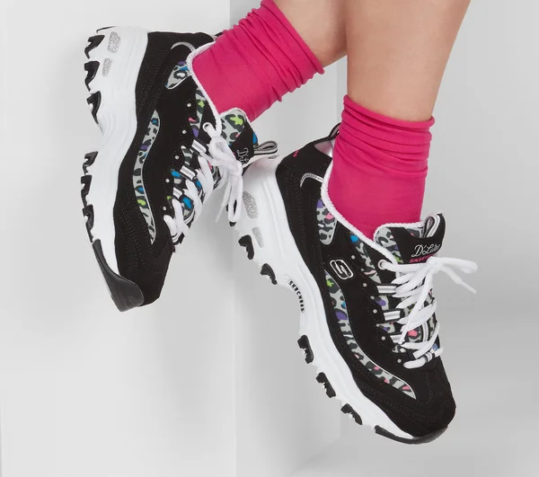 Skechers D&Lites - Safari Landscape Sneakers, Black/Multi, 7.5