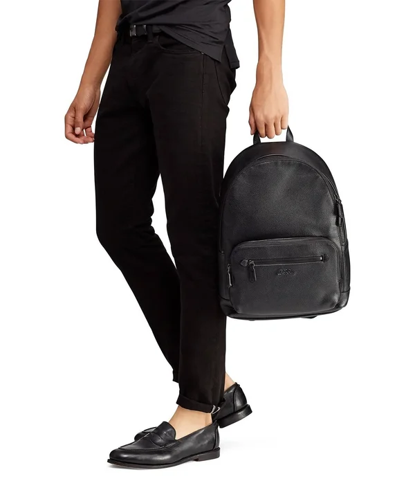 Polo Ralph Lauren Pebbled Leather Backpack - Black