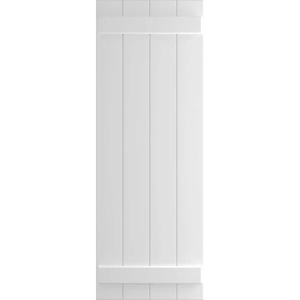 Ekena Millwork CWB18X067UNC 18x22W x 67x22H Exterior Five Board (2 Batten) Composite Board-n-Batten Shutters (Per Pair), Unfinis