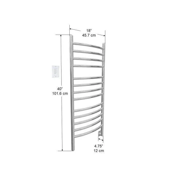 Ancona Svelte Rounded 13-Bar Hardwired Electric Towel Warmer in Polished Stainless Steel with Wall Countdown Timer