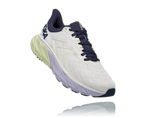 Hoka Women's Arahi 5 Road Running Shoes in Blanc De Blanc/Outer Space - Size 5