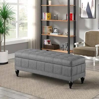 Unique Upholstered Storage Bench - Tufted Storage Ottoman Bench, Entryway Bench Darby Home Co Color: Gray
