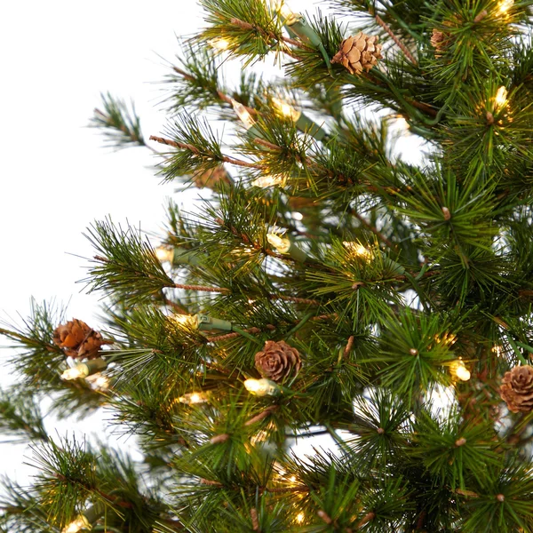 Nearly Natural 5 Foot Colorado Mountain Pine Artificial Christmas Tree with 250 Clear Lights - 669 Bendable Branches, and Pine Co