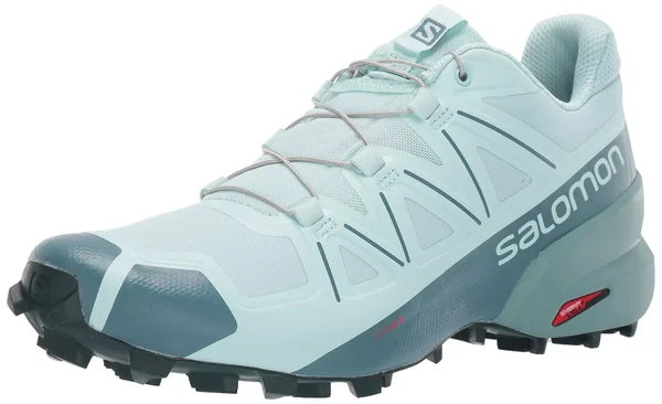 Salomon Women's Speedcross 5 Shoe 7.5 - Icy Morn/Hydro/Green Gables