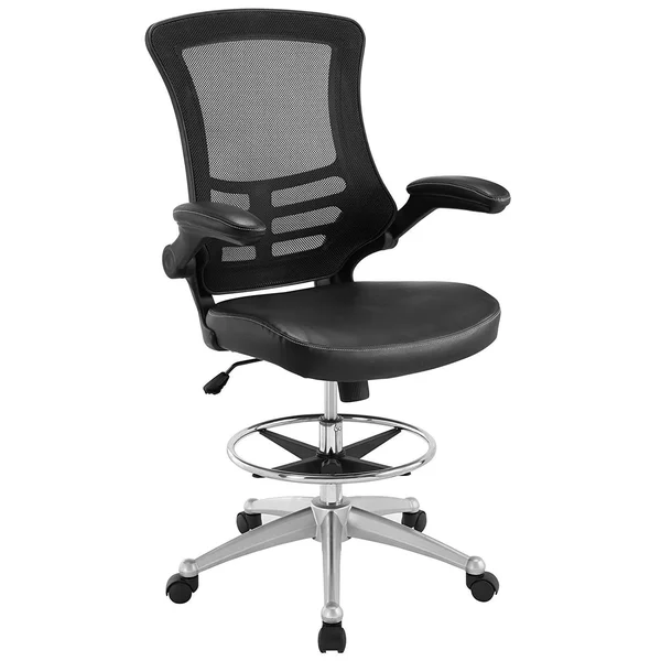 Modway Attainment Drafting Chair in Black - Reception Desk Chair - Tall Office C