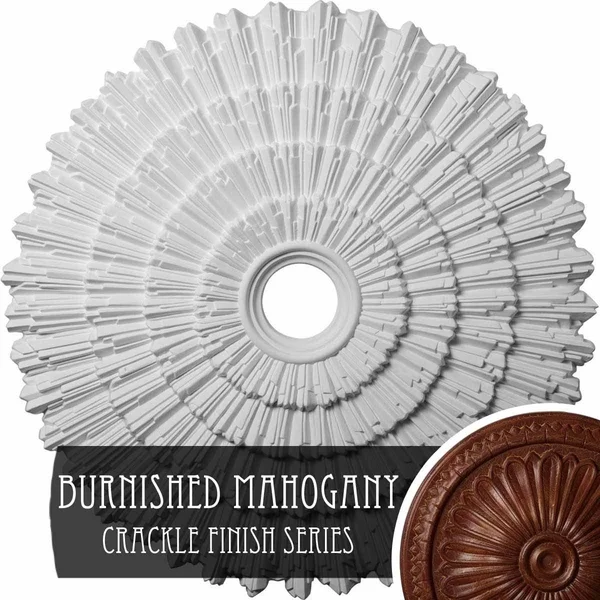 24 3/4x22OD x 3 1/4x22ID x 1 7/8x22P Eryn Ceiling Medallion (Fits Canopies Up to 4x22) - Hand-Painted Burnished Mahogany Crackle