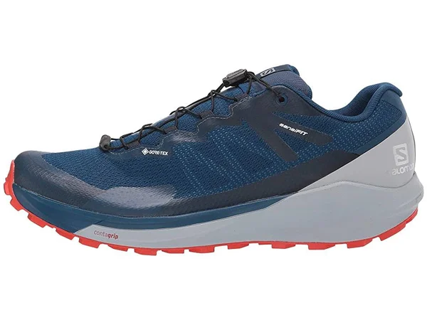 Salomon Men's Sense Ride 3 GTX Invisible Fit Shoe - 10 - Poseidon/Pearl Blue/Cherry Tomato