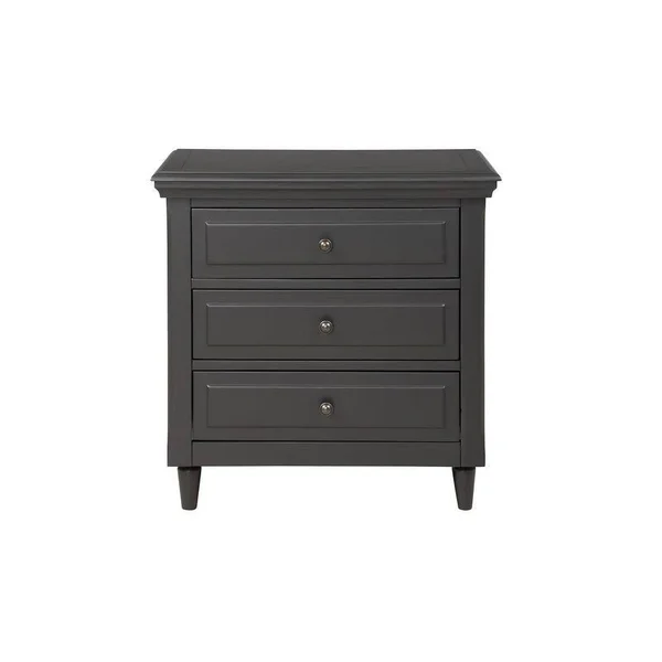 AOOLIVE 3-Drawer Nightstand Storage Wood Cabinet, Black Pine Wood - MDF