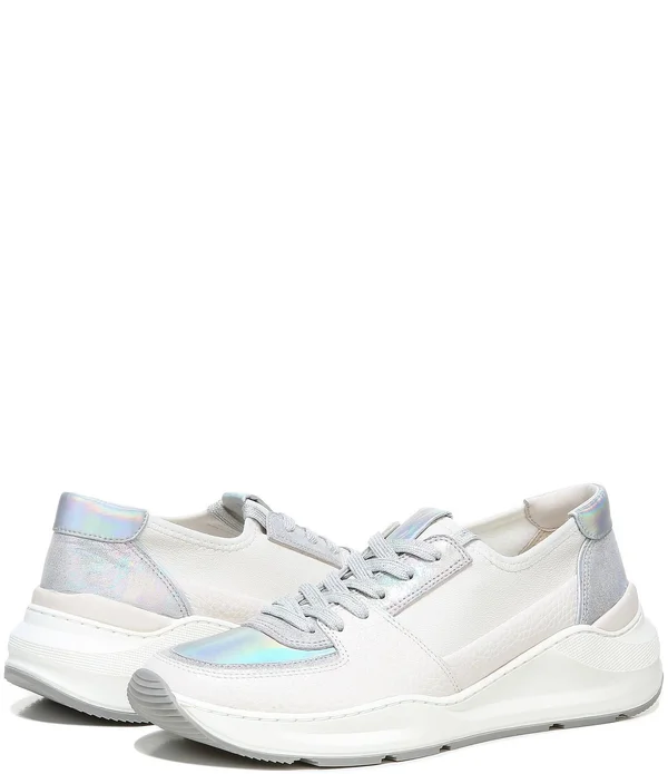 27 Edit Bev Sneaker Shoes, Satin Pearl Leather, 12.0M, Lace-Up Style, Round Toe, Rubber Outsole