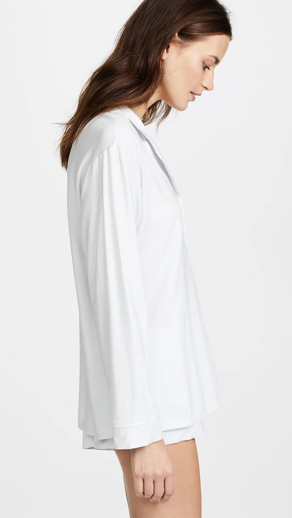 Eberjey Gisele Long Sleeve and Short PJ Set - Water Blue