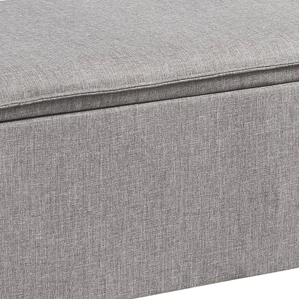 Benjara Bm207198 Fabric Upholstered Wooden Accent Bench with Hidden Storage, Gray and Brown