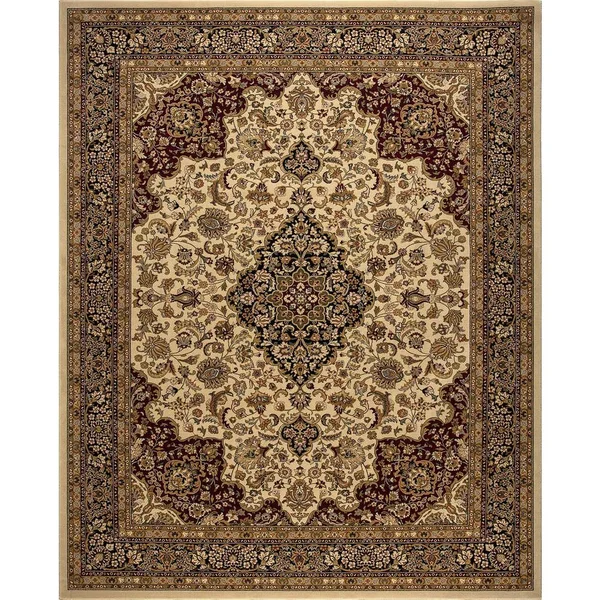 Home Decorators Collection Silk Road Ivory 8 ft. x 10 ft. Medallion Area Rug