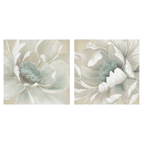 Winter Blooms I & II 24x22 Square Canvas Wall Art (Set of 2) Multi