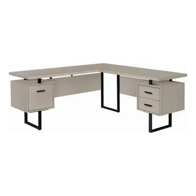 Sova L-Shape Executive Desk Upper Square Color (Top/Frame): Taupe/Black