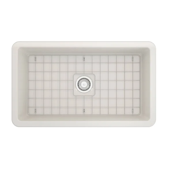 BOCCHI Sotto 32x22 Single Bowl Undermount Fireclay Kitchen Sink Biscuit