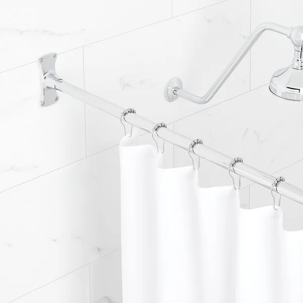 48x22 Straight Solid Brass Shower Rod - Chrome - Signature Hardware