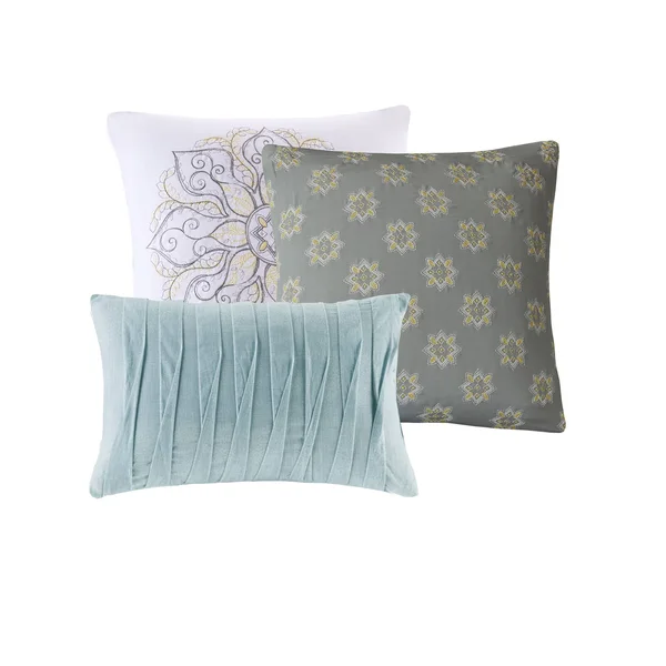 Madison Park Lucinda 6 Piece Reversible Cotton Sateen Coverlet Set Blue King/Cal King