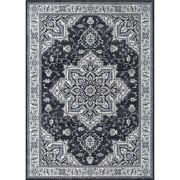 Serai Center Floral Medallion Gray-Ivory Area Rug - 2&7x22 x 7&10x22 Runner