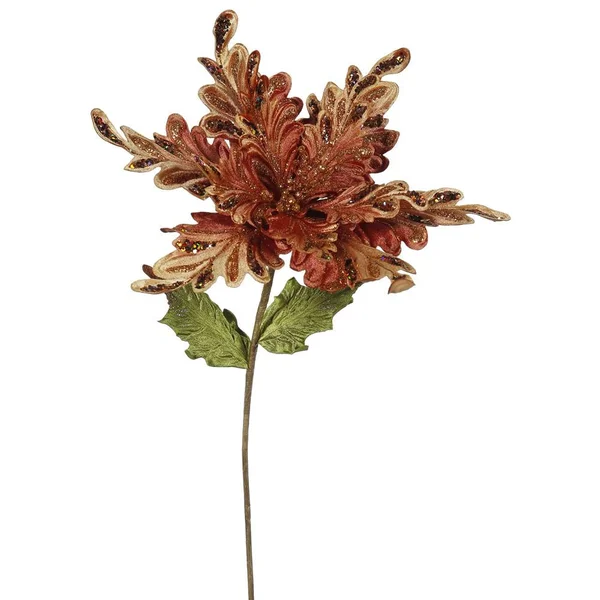 Vickerman 31x22 Copper Poinsettia, 15x22 Flower 3/Bag