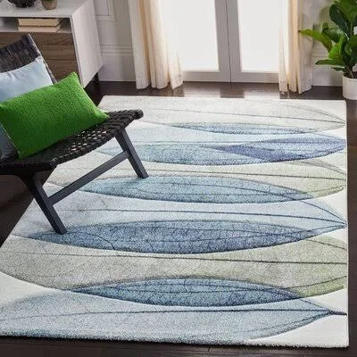 Abbie-Leigh Floral Ivory/Blue Area Rug Latitude Run Rug Size: Square 6&7x22