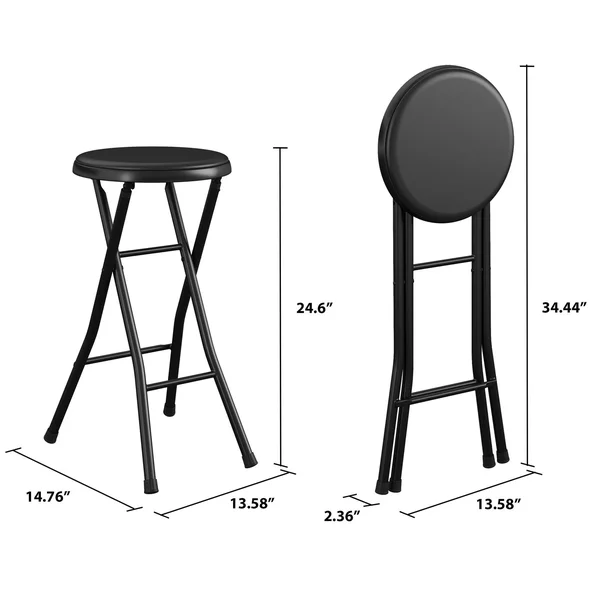 Cosco 24x22 Vinyl Padded Folding Stool - Black, 4-Pack