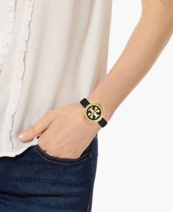 Tory Burch The Miller Leather Strap Watch, 36mm - Black