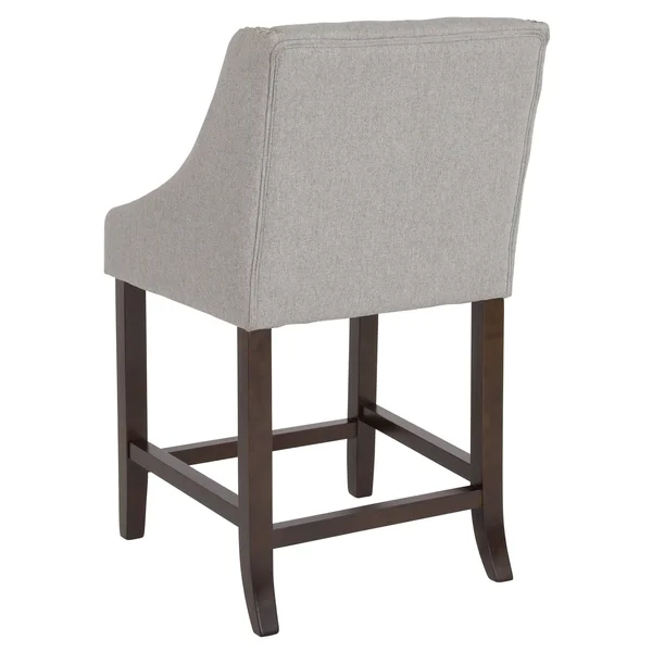 Lancaster Home Transitional Tufted Upholstered/Walnut Finish Counter Stool (Set of 2) - Brown Leather