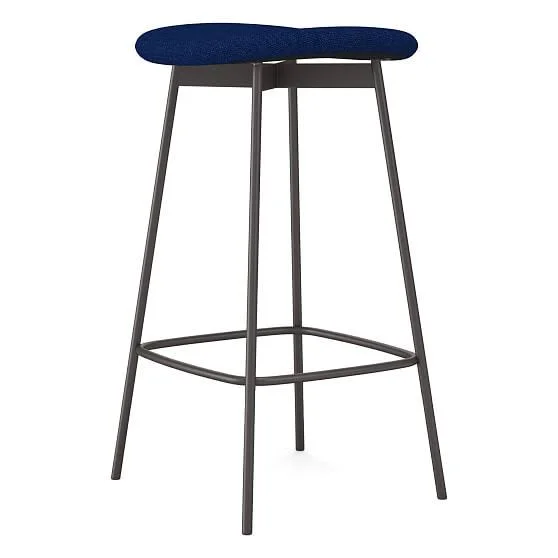 West Elm Modern Petal Backless Counter Stool, Basket Slub, Sapphire, Antique Bronze